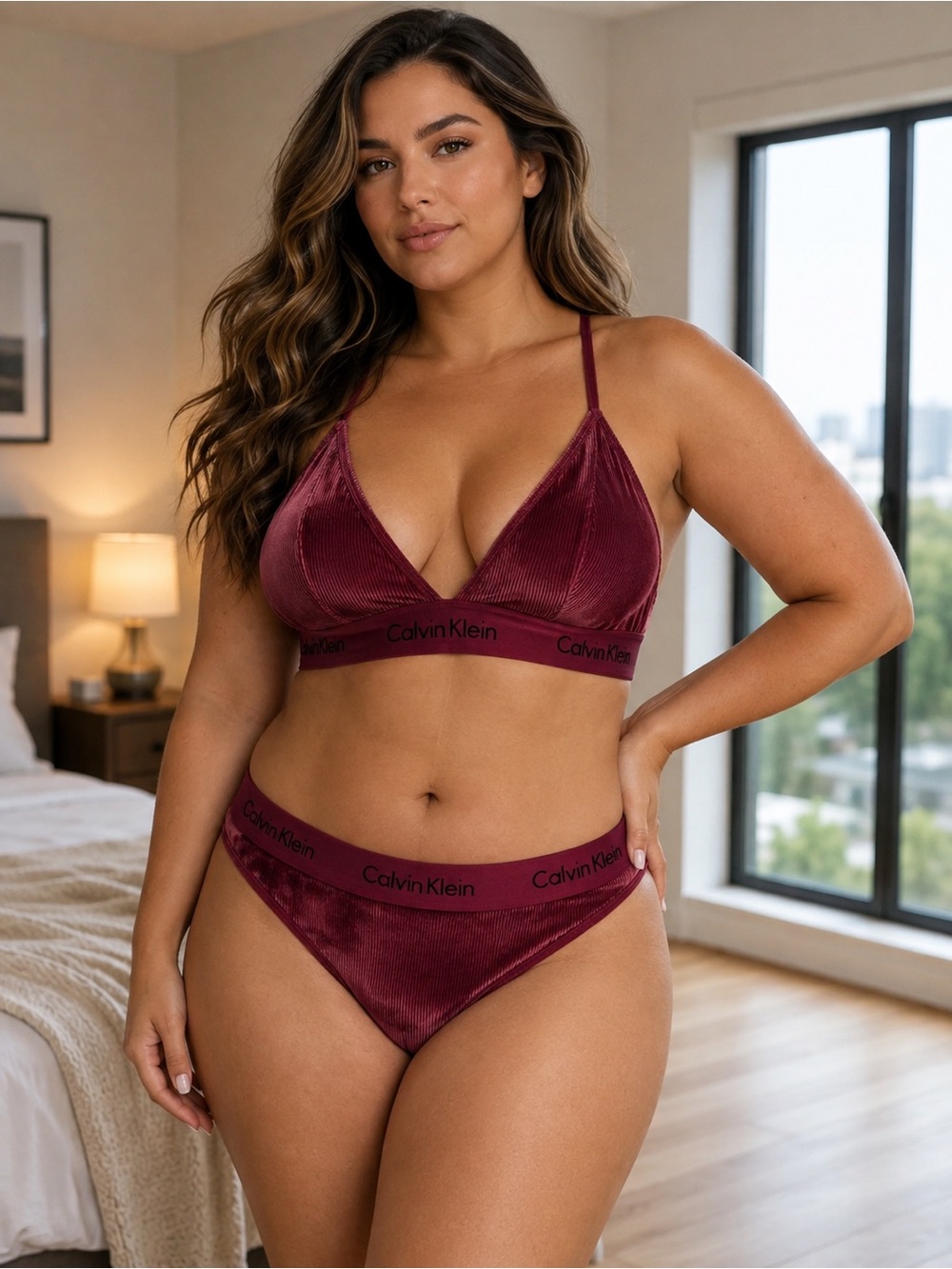 NWT XL Calvin Klein Women's Deep Red Bra Set- AS IS